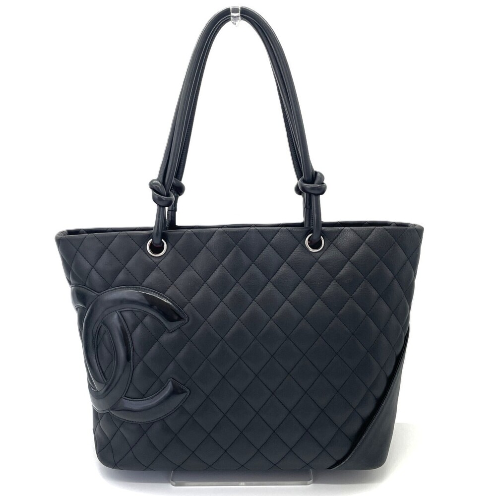Chanel Cambon Line Large Tote Bag Black x A25169 Coco Mark Matelassé CHANEL